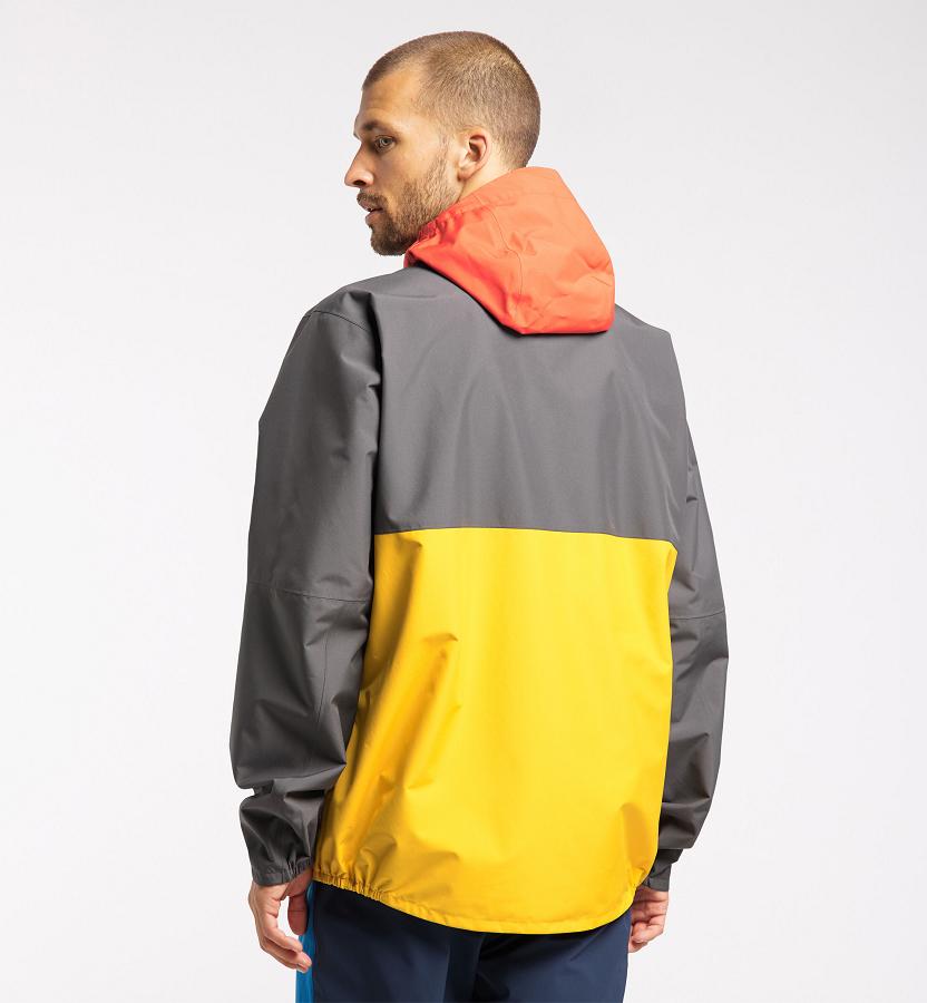 Haglöfs Mens Spira Waterproof Jacket Black Yellow New Zealand 58429ENSI